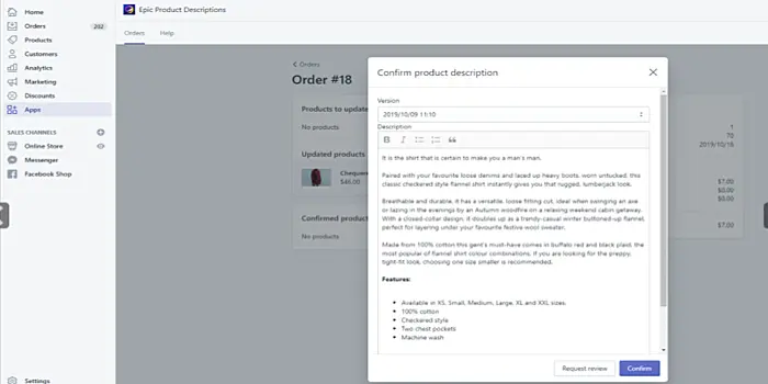 Epic Product Descriptions app
