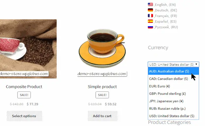 Multi currency options example