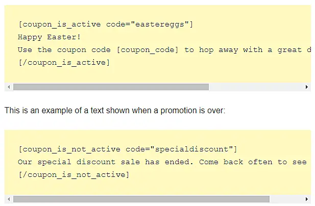 Coupon code examples