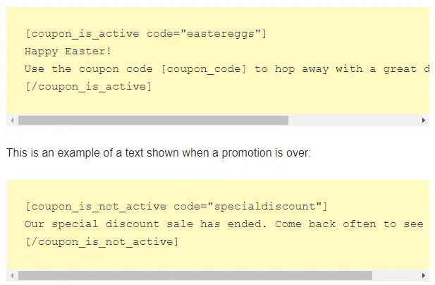 Coupon code examples