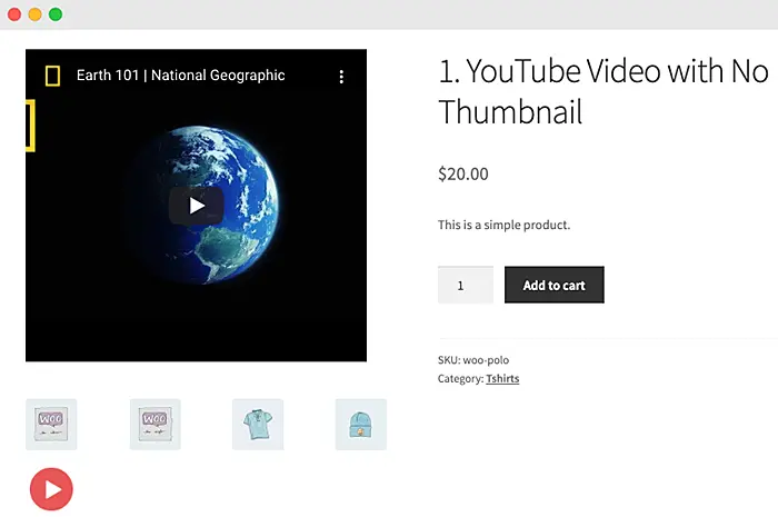 Product Video for WooCommerce plugin example