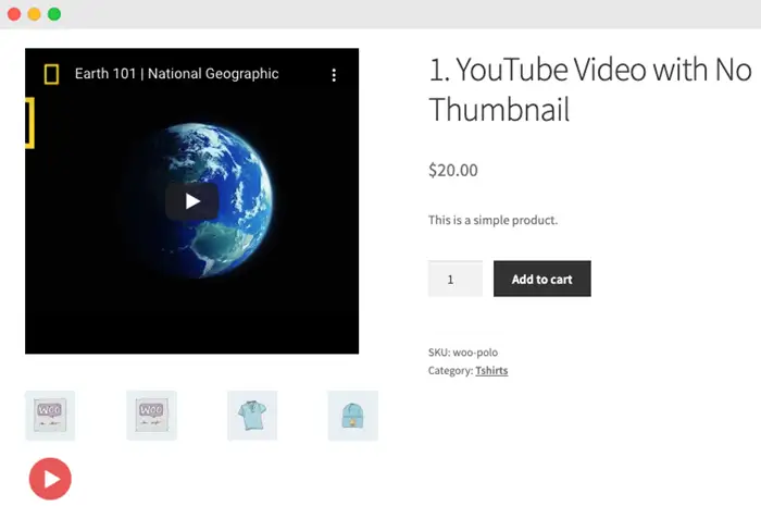 Product Video for WooCommerce plugin example