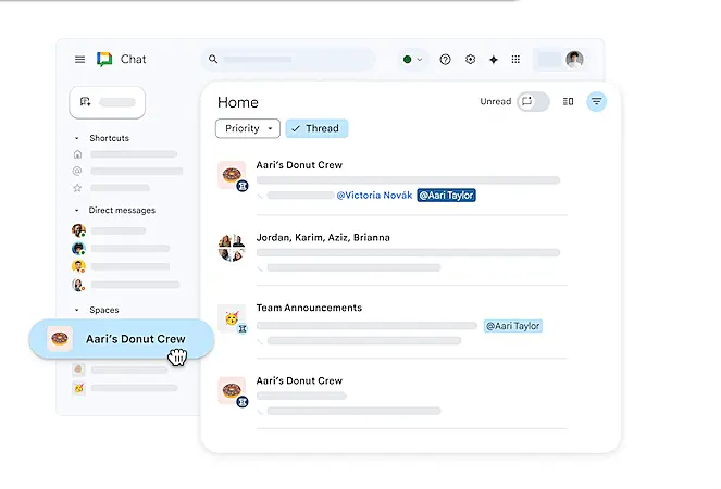 Google Chat interface