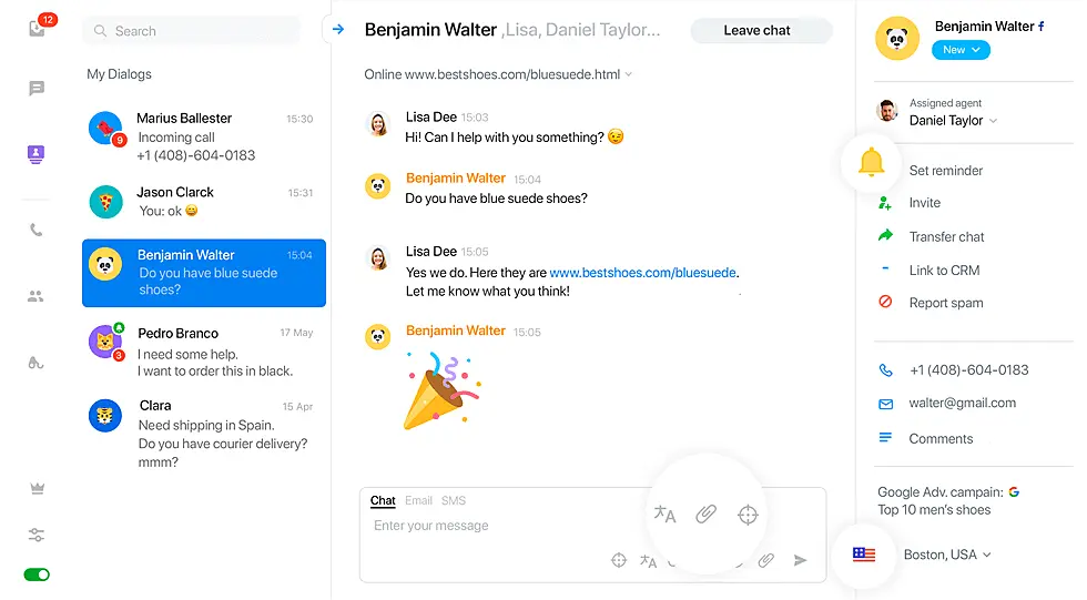 JivoChat app interface