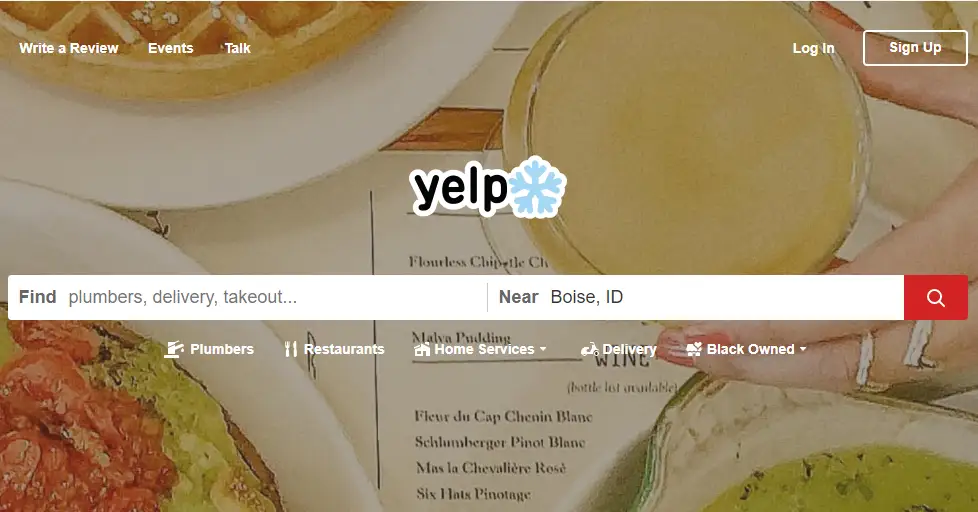 Yelp website