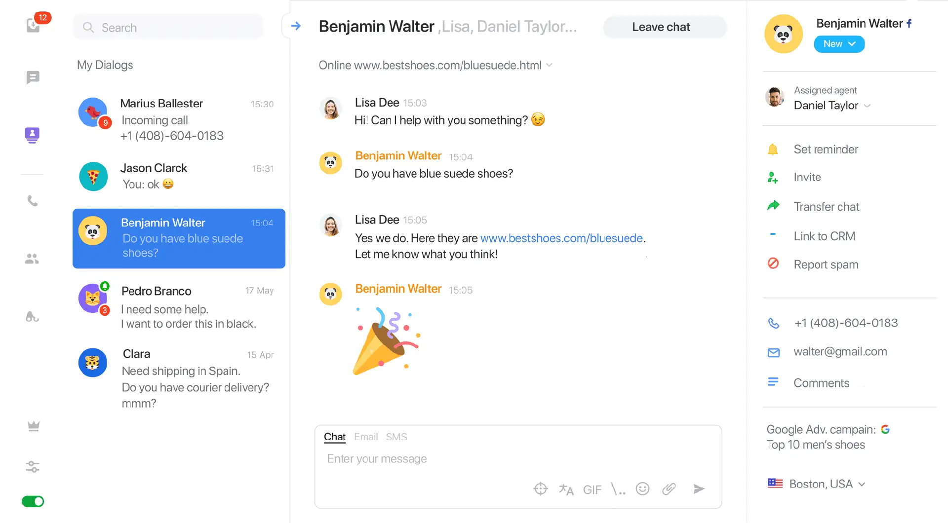 JivoChat app interface