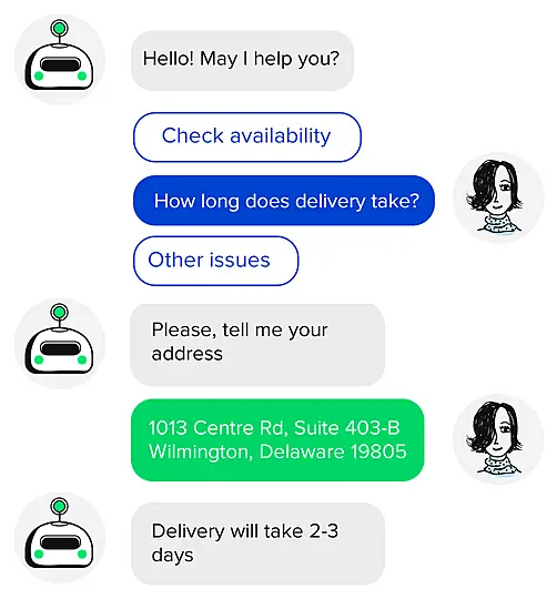 Chatbot conversation example 