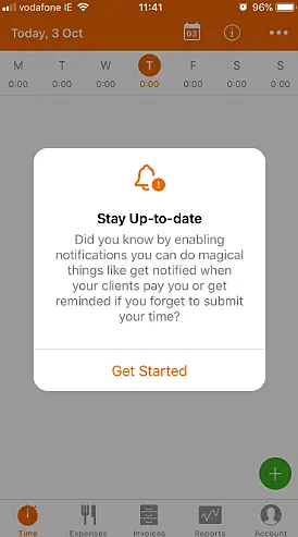 In-product messaging example