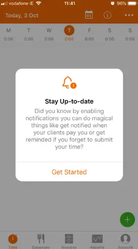 In-product messaging example