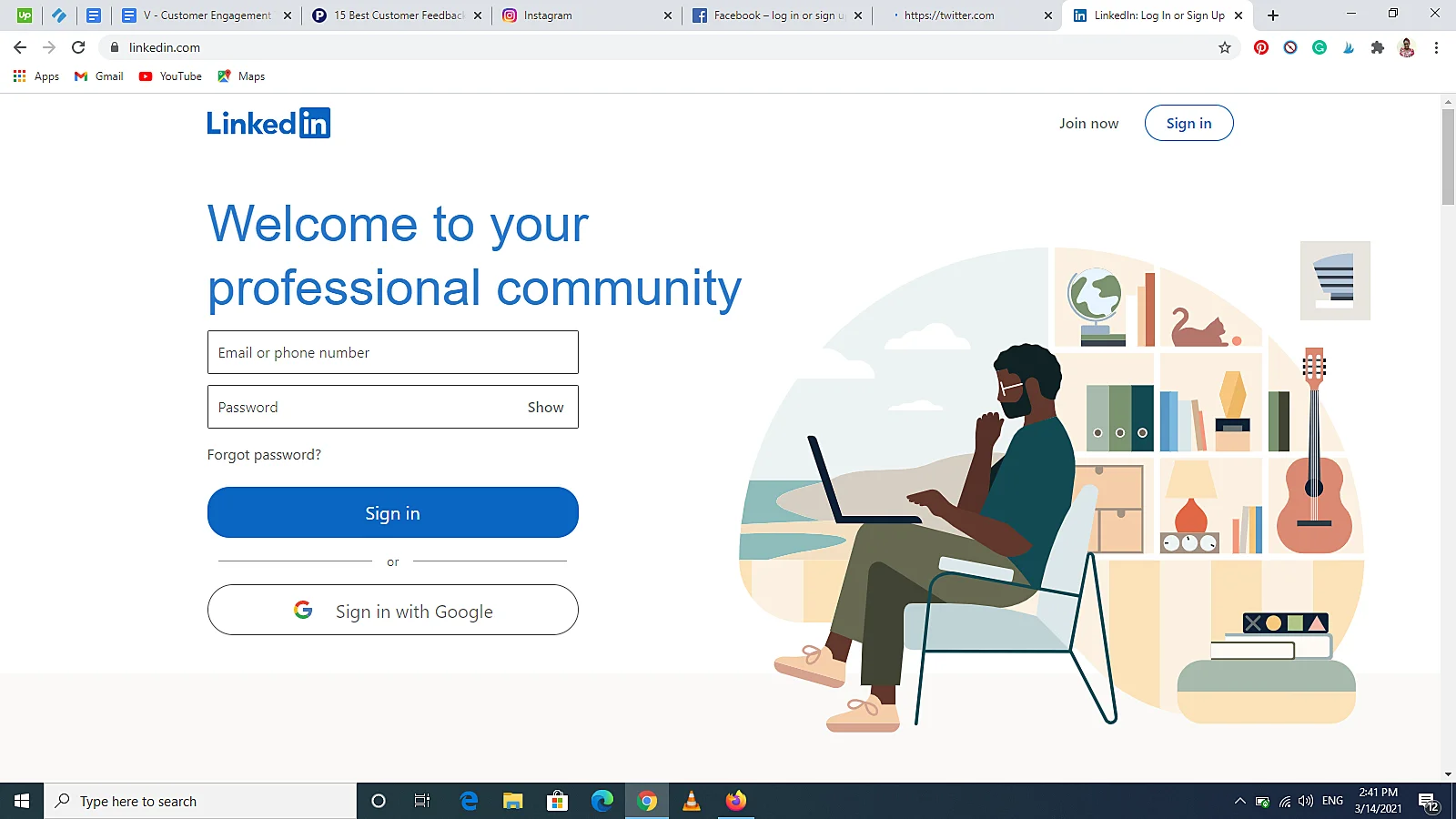 Linkedin home page