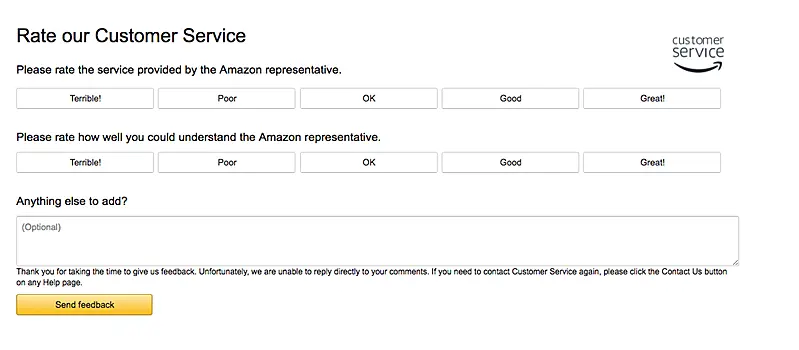 Amazon customer feedback survey