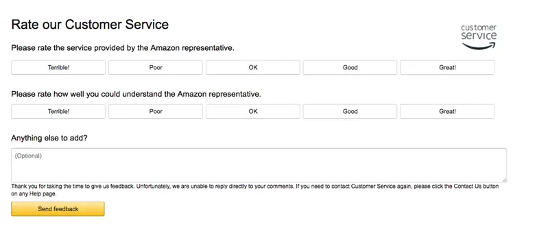 Amazon customer feedback survey