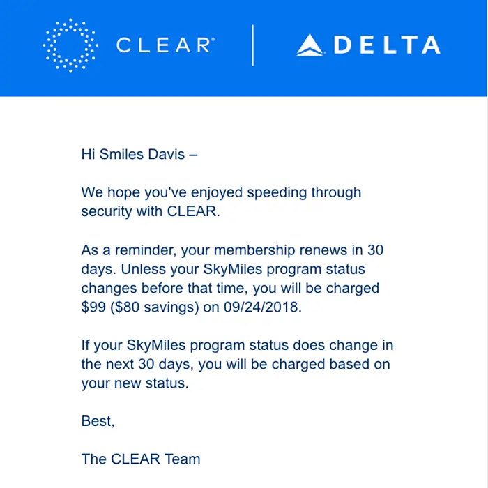 Renew message example