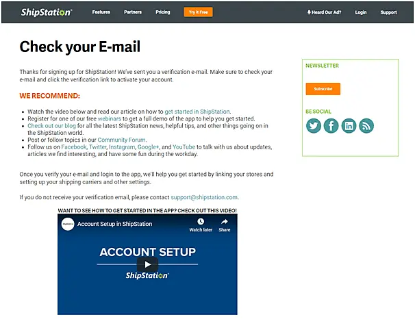 Thank-you page example