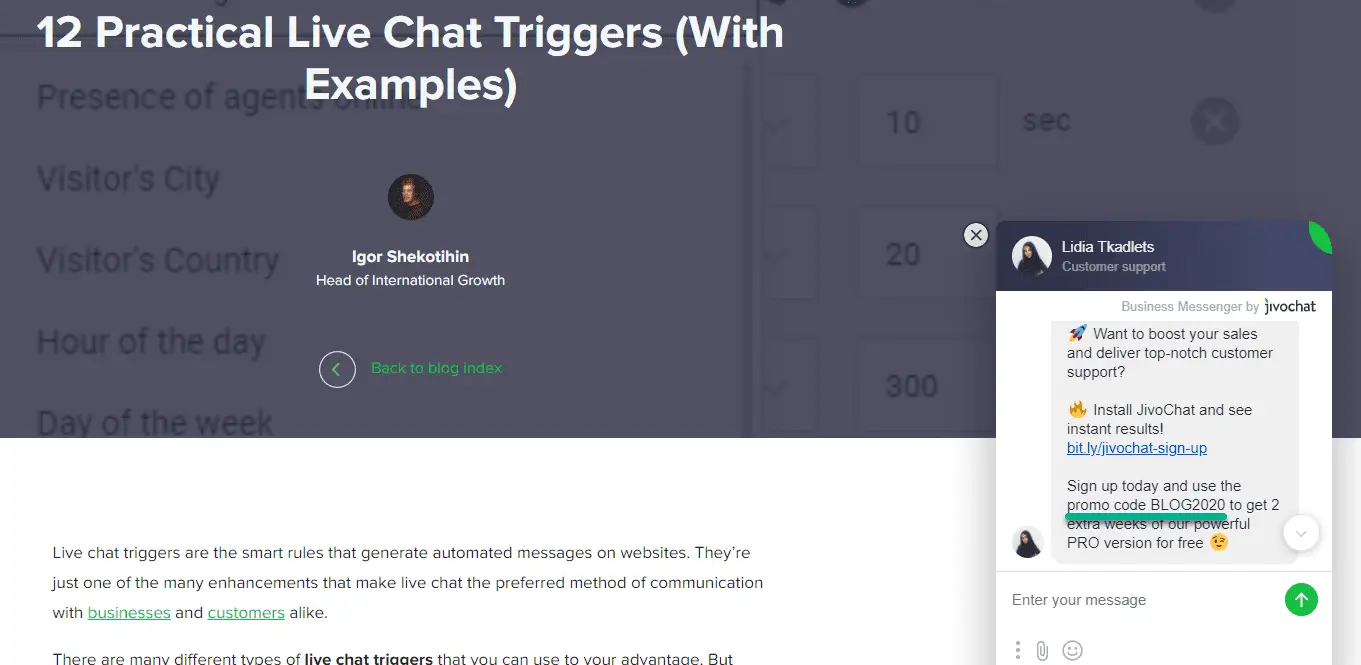 Welcome message example