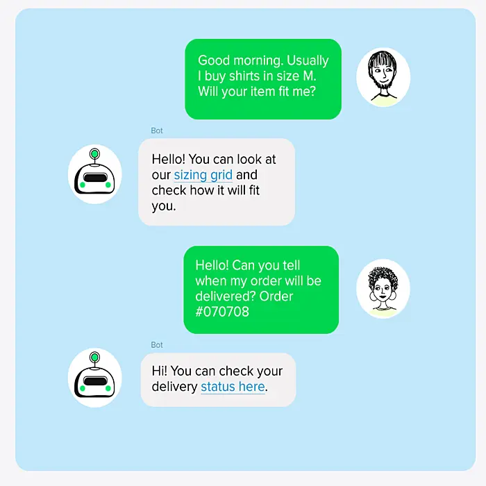Chatbot conversation example