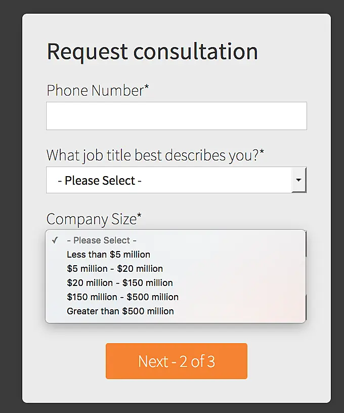 Inbound form example