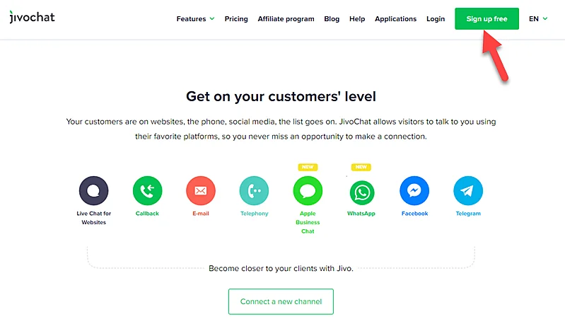 JivoChat page