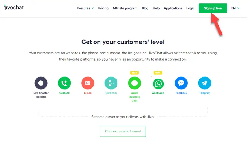 JivoChat page