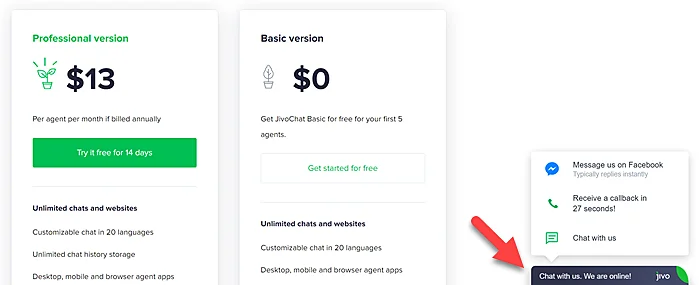 Live chat buttons