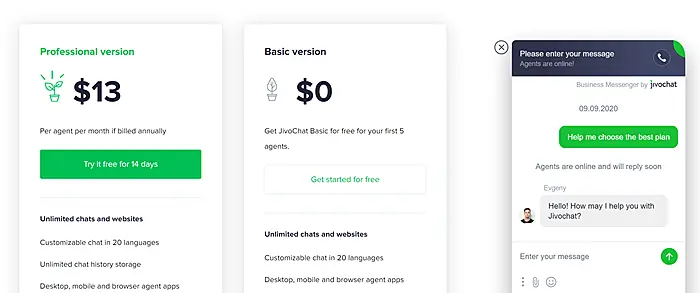 Live chat conversation