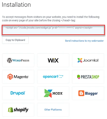 Installation code