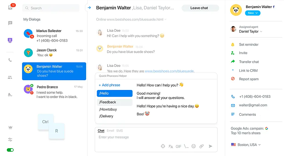 JivoChat app interface