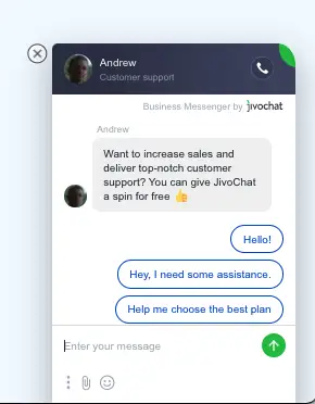 The image shows an interaction via live chat