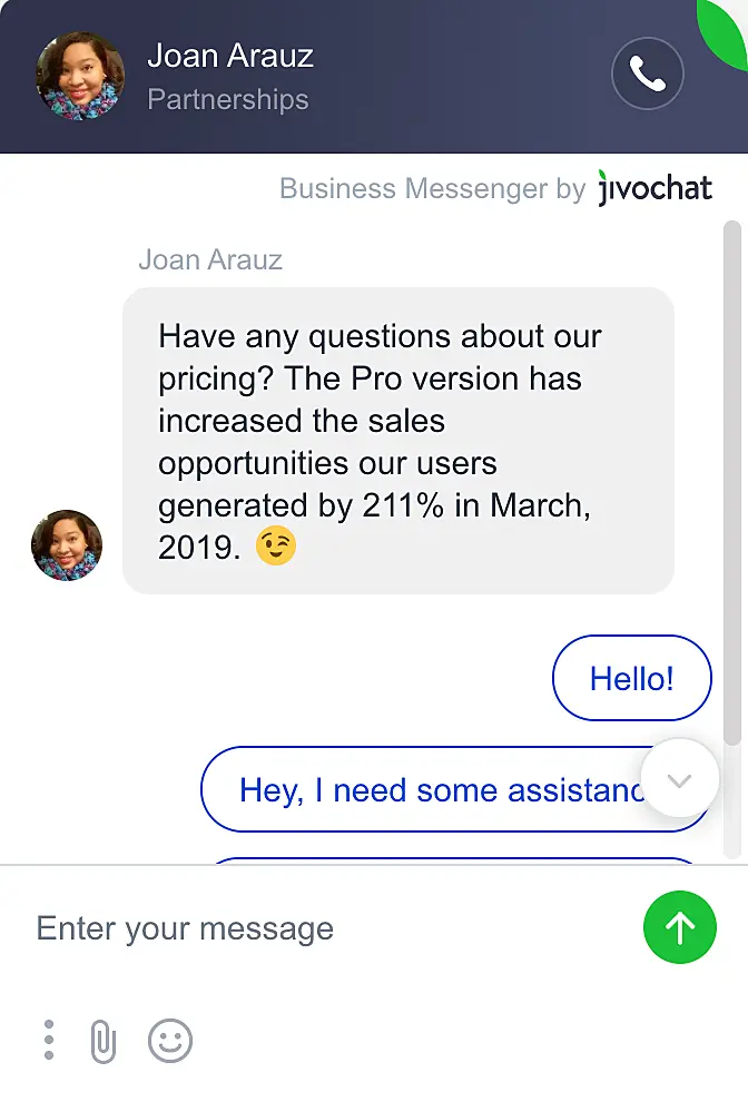 JivoChat live chat window