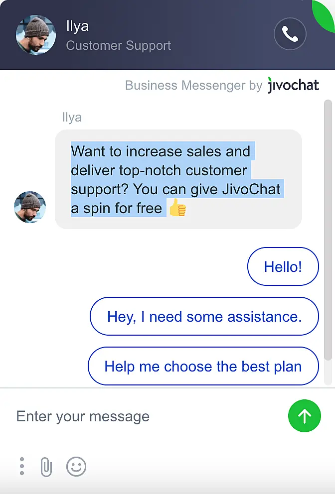 JivoChat live chat window
