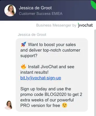 JivoChat live chat message