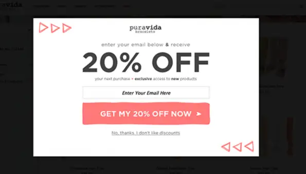 Discount popup example