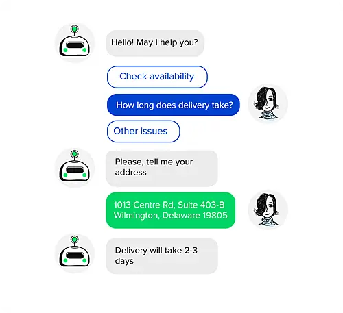 Chatbot interaction example