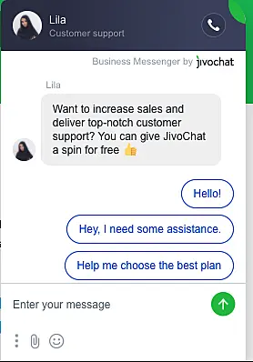 JivoChat message example