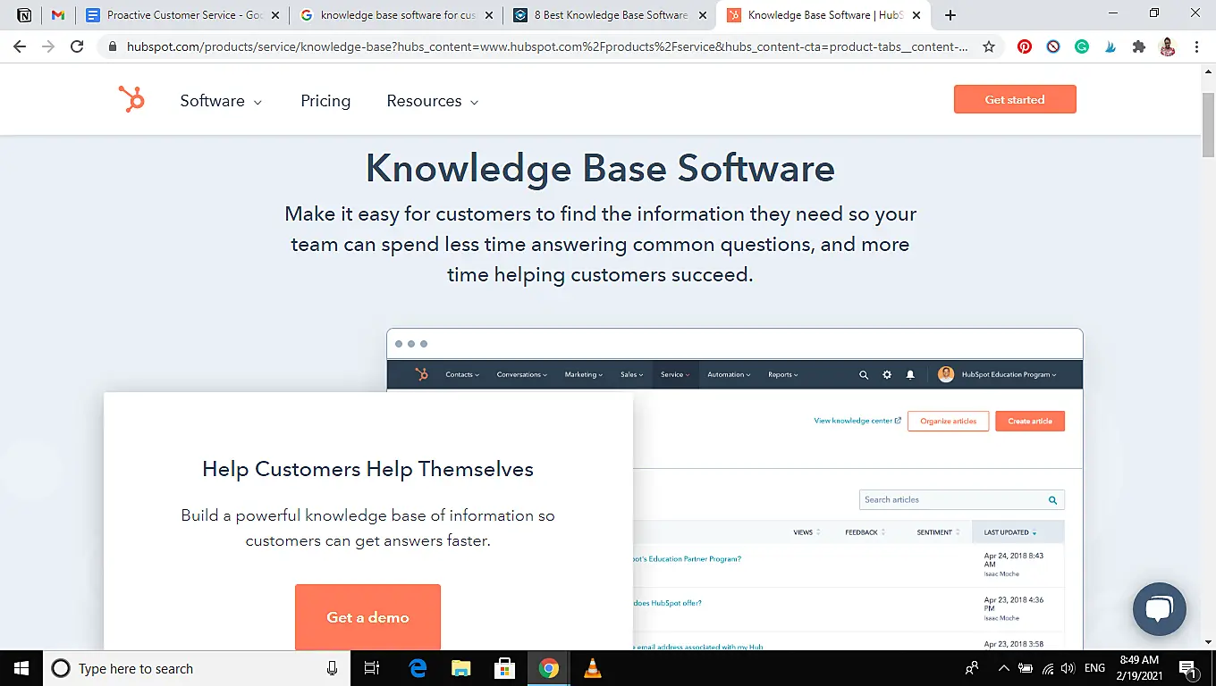 HubSpot knowledge base software