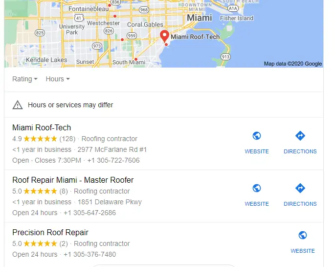 Google local 3-pack map