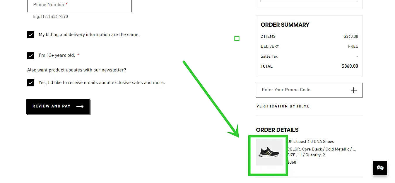 Product Thumbnail in the checkout page