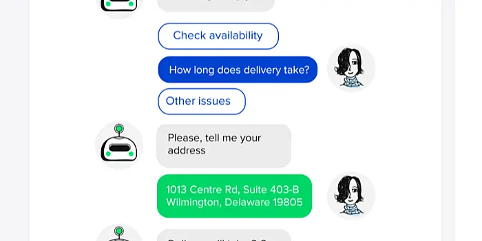 Chatbot conversation example