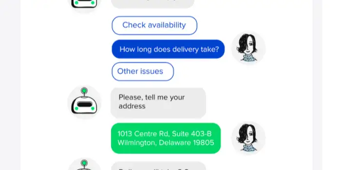Chatbot conversation example
