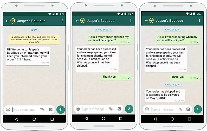 Message via WhatsApp examples