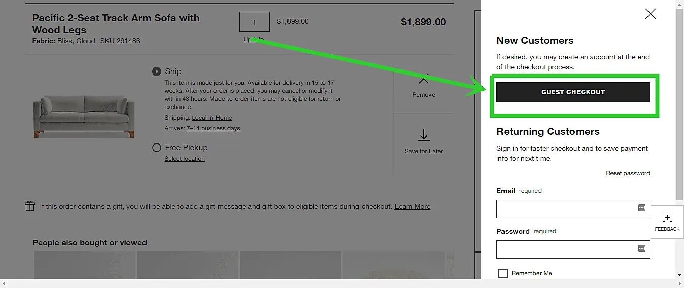 guest checkout example