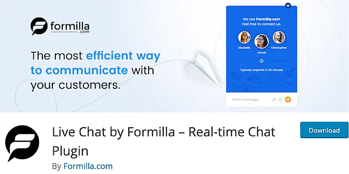 Formilla live chat plugin page 