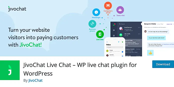 JivoChat WordPress plugin page