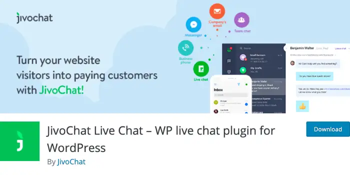 JivoChat WordPress plugin page