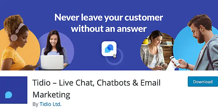 Tidio WordPress plugin page