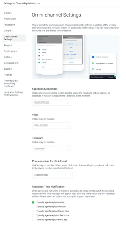 JivoChat omnichannel interface