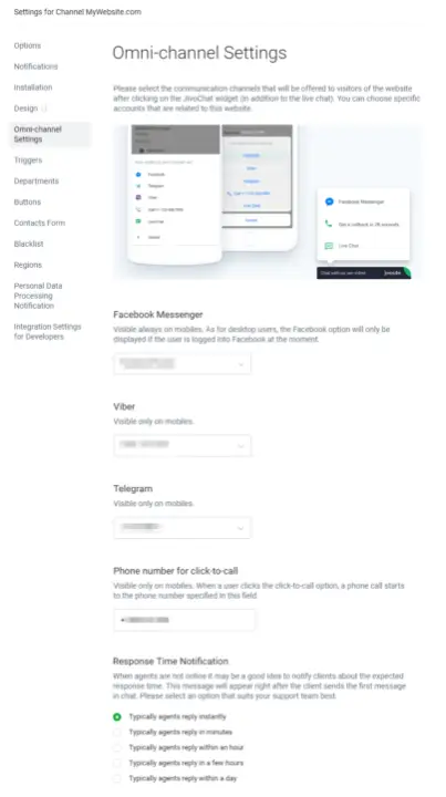 JivoChat omnichannel interface