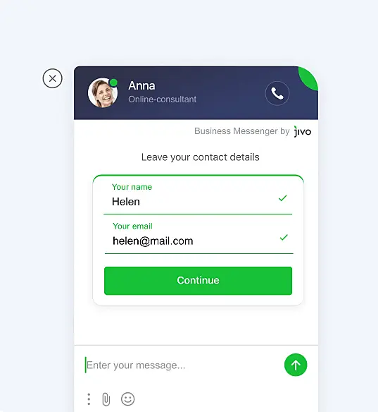 JivoChat live chat example