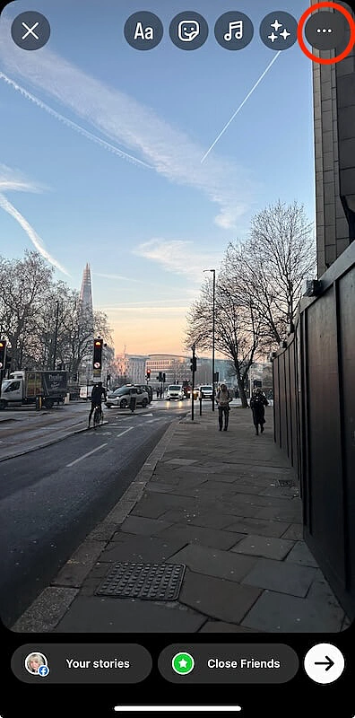 Instagram story showing a landscape picture