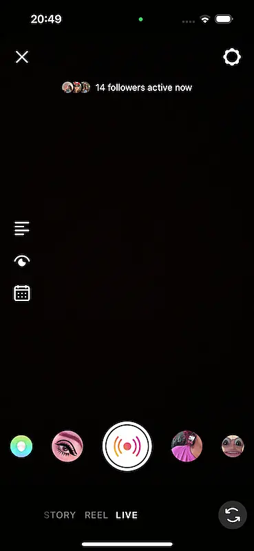 Instagram live screen